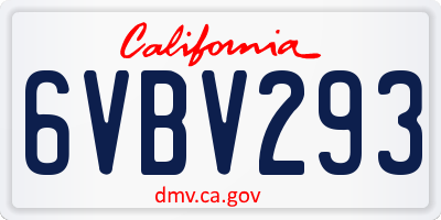 CA license plate 6VBV293