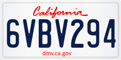 CA license plate 6VBV294