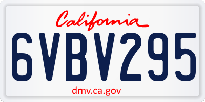 CA license plate 6VBV295