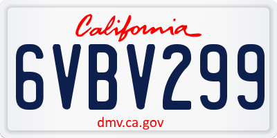 CA license plate 6VBV299