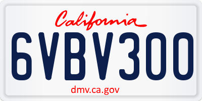 CA license plate 6VBV300