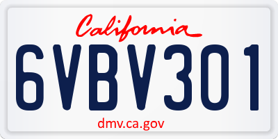 CA license plate 6VBV301