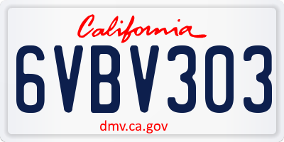 CA license plate 6VBV303
