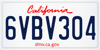 CA license plate 6VBV304