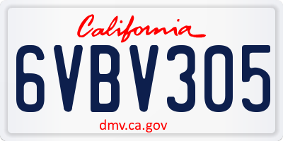 CA license plate 6VBV305