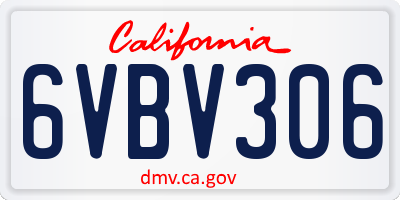CA license plate 6VBV306