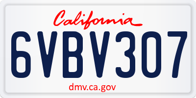 CA license plate 6VBV307