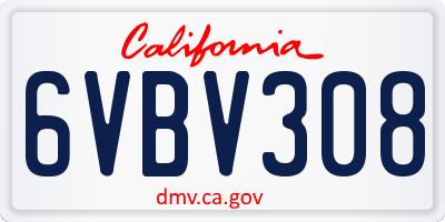 CA license plate 6VBV308