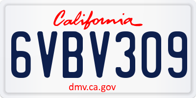 CA license plate 6VBV309