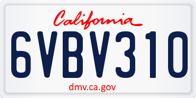 CA license plate 6VBV310