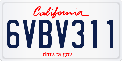 CA license plate 6VBV311