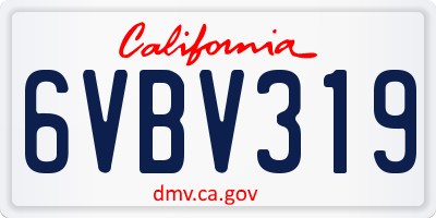 CA license plate 6VBV319