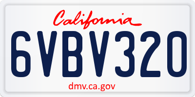 CA license plate 6VBV320