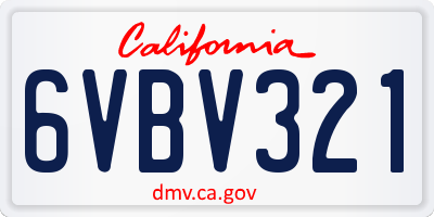 CA license plate 6VBV321