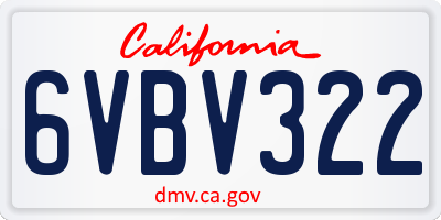 CA license plate 6VBV322