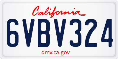 CA license plate 6VBV324