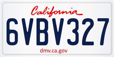 CA license plate 6VBV327