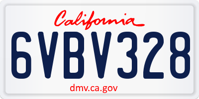 CA license plate 6VBV328