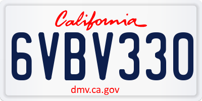 CA license plate 6VBV330
