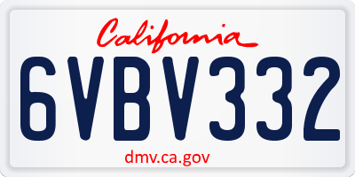 CA license plate 6VBV332
