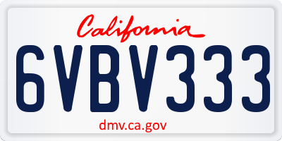 CA license plate 6VBV333