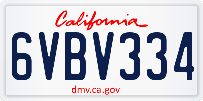 CA license plate 6VBV334