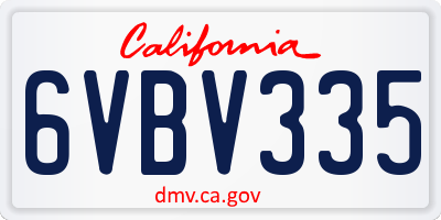 CA license plate 6VBV335