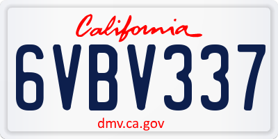 CA license plate 6VBV337