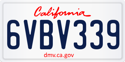 CA license plate 6VBV339