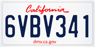 CA license plate 6VBV341