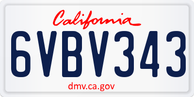 CA license plate 6VBV343