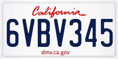 CA license plate 6VBV345