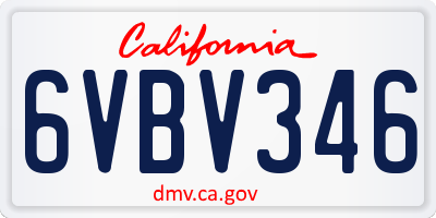 CA license plate 6VBV346
