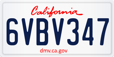 CA license plate 6VBV347