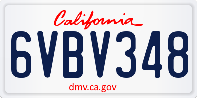 CA license plate 6VBV348