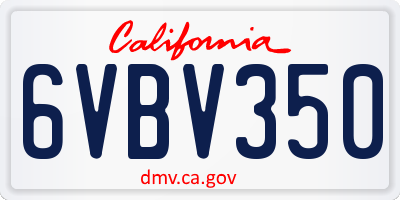 CA license plate 6VBV350
