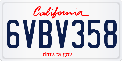 CA license plate 6VBV358