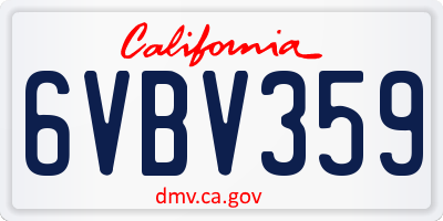 CA license plate 6VBV359