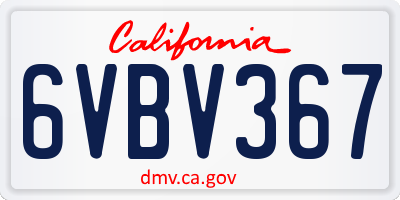 CA license plate 6VBV367
