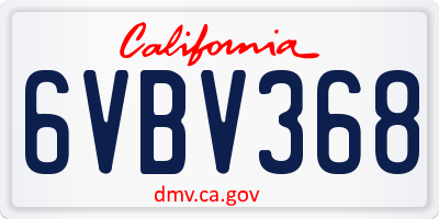 CA license plate 6VBV368