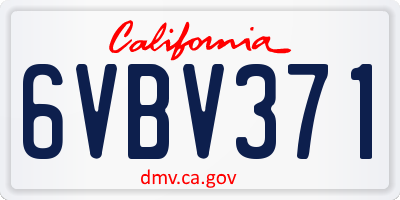 CA license plate 6VBV371