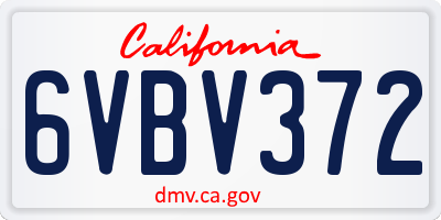 CA license plate 6VBV372