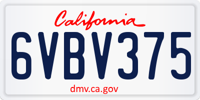CA license plate 6VBV375