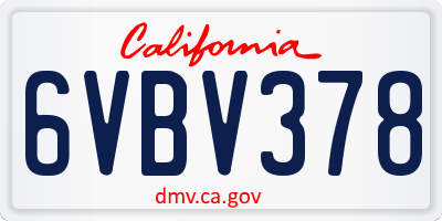 CA license plate 6VBV378