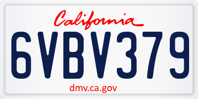 CA license plate 6VBV379