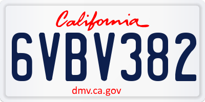 CA license plate 6VBV382