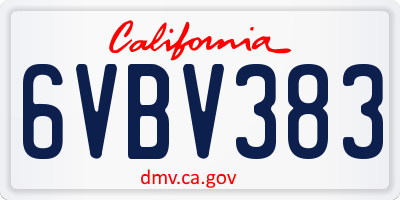 CA license plate 6VBV383