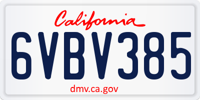 CA license plate 6VBV385
