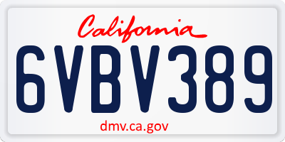 CA license plate 6VBV389