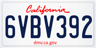 CA license plate 6VBV392